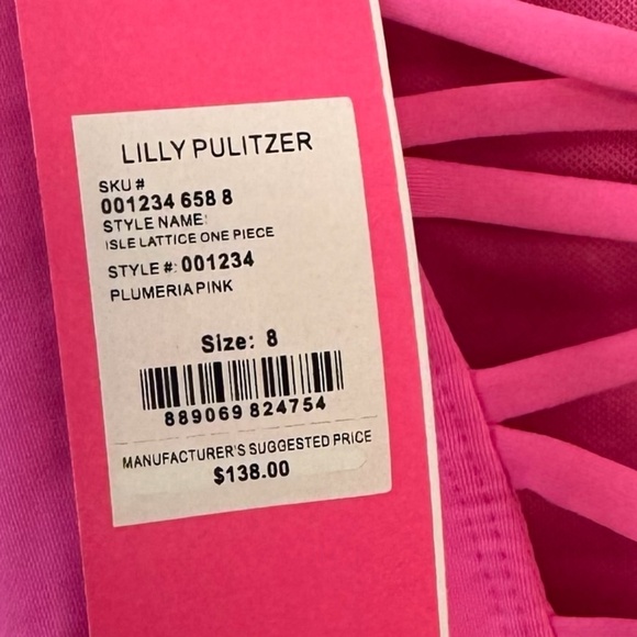 NWT, Lilly Pulitzer Isle Lattice One-Piece Swimsuit in Plumeria Pink, Size 8 - Picture 4 of 4